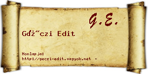 Géczi Edit névjegykártya